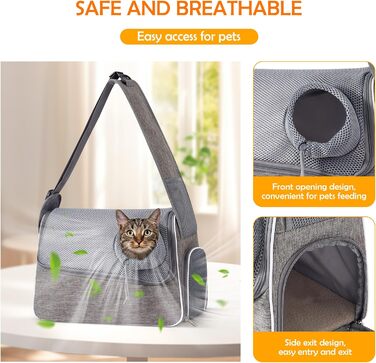 Траверс для собак ALLSOPETS: регульована переноска для маленьких собак та котів з жорстким дном та вентиляцією, сіра