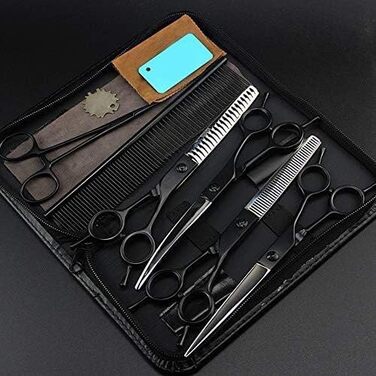 Фелшерські ножиці QUNINE для собак та котів: професійні, з чорної нержавіючої сталі, для грумінгу та витончення шерсті