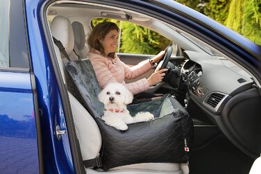 Автокрісло для собак та котів Bella Schwarz, чорне, з штучної шкіри, 55x55 см, універсальне, миється