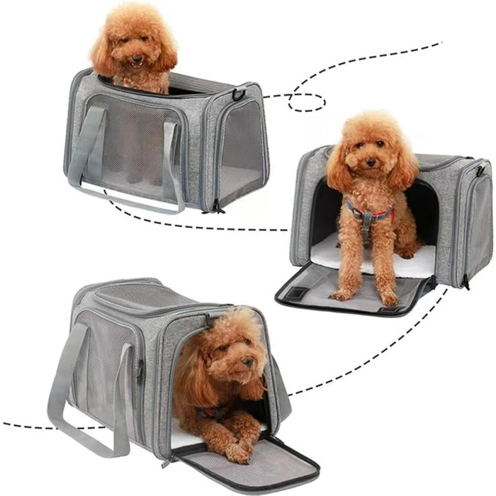 Транспортна переноска для собак Small - складана, сіра | Підходить для котів та собак середніх та маленьких порід