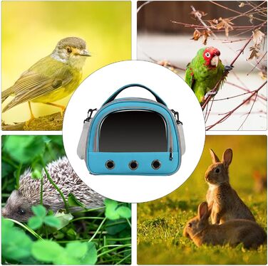 Переносна клітка для птахів Vogeltransport - легкий рюкзак для папуг, хамстерів, малих птахів. Атмосвітний, складаний дизайн, блакитний колір