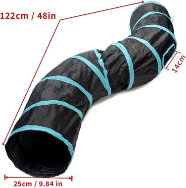 Туннель для котів Katze Spielzeug - іграшка-тунель для кошенят, цуценят та кроликів. Чорний, складаний.