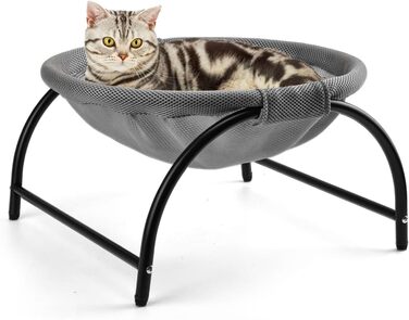 Гамак для котів LIFLIX Outdoor, підвісна лежанка знімним плюшем, для дому та вулиці (сірий)