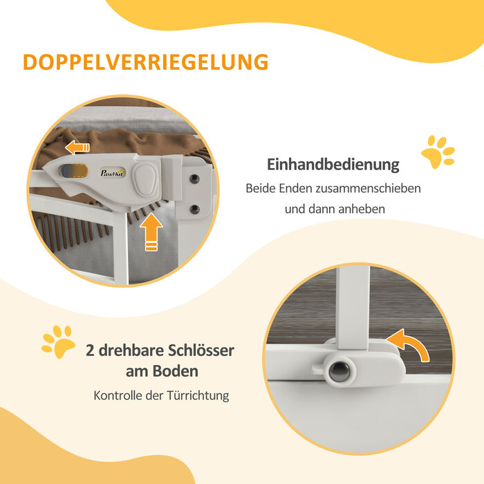 PawHut Dog Door Gate 74-100 см шлагбаум з дверима з автоматичним закриванням без свердління для малих і середніх собак