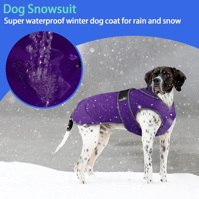 Водонепроникний теплий дощовик для собак MIGOHI Stormguard, з флісовою підкладкою, розмір M, фіолетовий