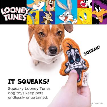 Іграшки для собак Looney Tunes на Хелловін, набір з 2 шт. – Деффі Дак і Лола Бані, з пищалкою, для жування, тематичні до Дня Мертвих