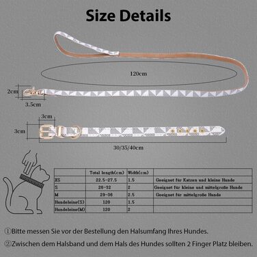 Нашийник для собак та котів Viwind з м'якої шкіри, регульований, повідковий комплект (1.5/2см), білий
