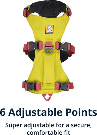 Шлея Ruffwear Flagline з ручкою, легка та регульована, 3 точки кріплення повідка, посилені ремені та міцний металевий V-подібний кільце, колір зелений, розмір S (56–69 см) для собак