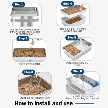 Katzentoilette DOWANQO Edelstahl, велика, відкрита зверху, з фронтальним доступом, XL, легко чистити