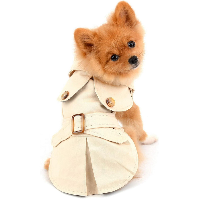 Тренч для собак PAIDEFUL, вітрова куртка-вестерн для дівчаток та хлопчиків, з поясом, для осені та зими, розмір S, колір хакі