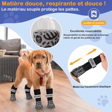 Чорні антиковзкі шкарпетки для собак (XXL) - захист лап від слизькості на твердих підлогах