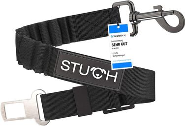 Універсальний безпечний ремінь STUCH для собак та котів - підходить для всіх порід собак та типів автомобілів (чорний колір), OneSize