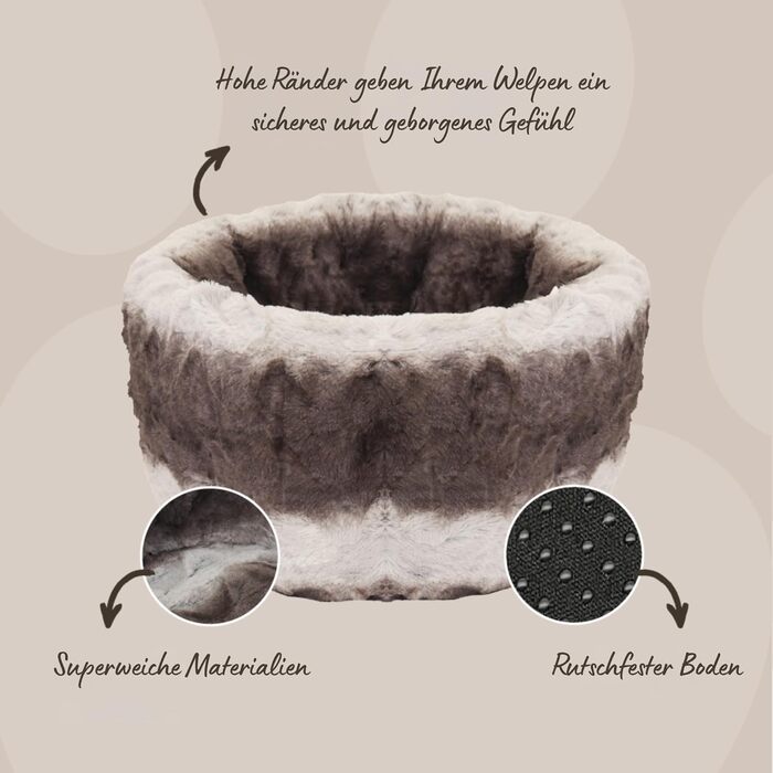 Крісло-гніздишко для собак Rosewood Kuschelbett, м'яке, сіре/кремове, 40x40x48 см
