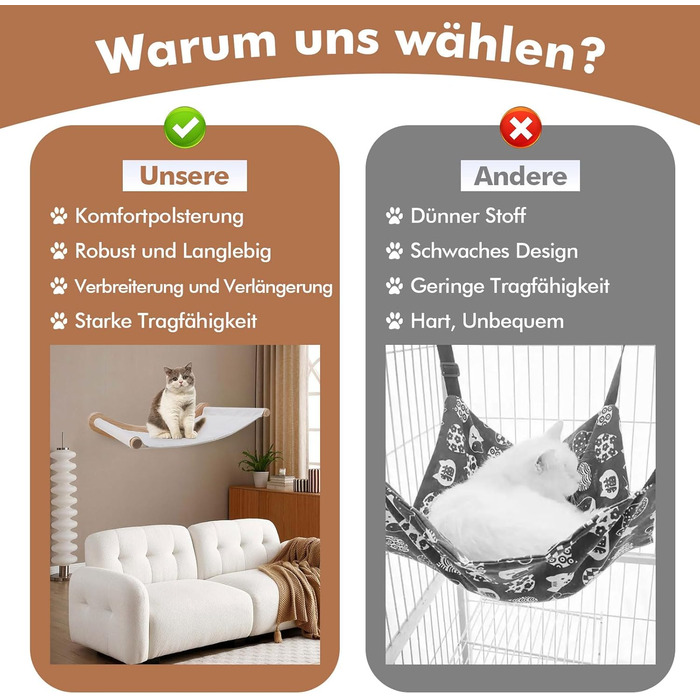 Підвісна лежанка для котів на стіну, набір для лазіння з масиву дерева з котячою сходинкою - стійке котяче ліжко, економне котяче меблеве рішення для сну, лазіння та відпочинку (підвісна лежанка + 2 сходинки)