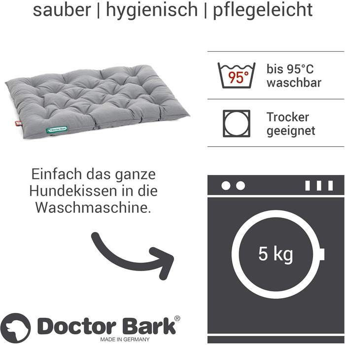 Ортопедична лежанка для собак Doctor Bark Urban - 80x60 см, сірий - виготовлено в Німеччині