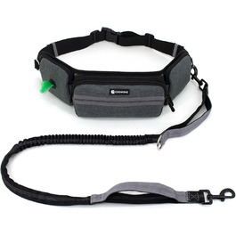 Лекарська сумка для собак, поясна сумка для аксесуарів, мішок для ласощів з дозатором кульок для вигулу, прогулянок та дресирування (Сірий, з 1 повідком)