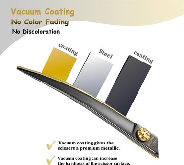 Професійна вигнута ножиця для грумінгу собак, з декоративним гвинтом, гостра та довговічна, японська сталь 440C, безпечна закруглена кінчик, 19,1 см, чорний та золотий колір