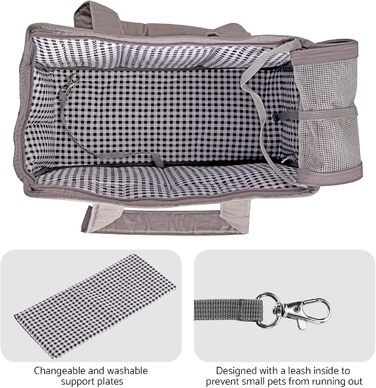 Сумка-переноска для собак та котів Maxetodo, маленька, сіра, 16 x 27 x 34 см