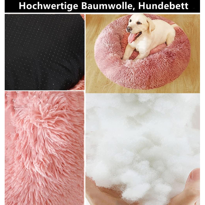 Ортопедична подушка для собак середніх порід, плюшеве ліжко для собак та котів, кругла м'яка подушка-гніздо, ліжко для собак, ліжко для котів (фіолетовий, 110x110x20 см)