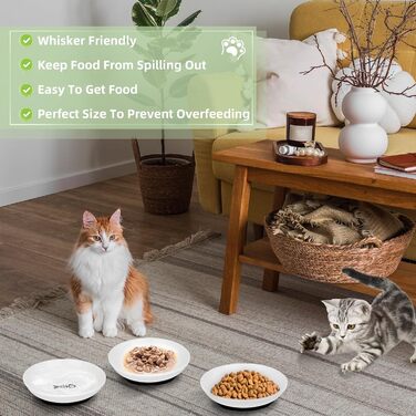 Набір мисок для котів Otauoaea з кераміки (6 шт.) з неслизьким дном, для полегшення втоми вусів, підходять для котів та собак