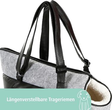 Транспортна сумка для собак та котів Kerbl Chiara, 46x23x25 см, поліестер, чорний/сірий