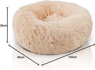 DEFACTO Лежанка для собак, м'який лежак для тварин з льонова текстури, лежанка-кошик, підняті бортики, неслизьке дно, діаметр (L - 70x70 см, Бежевий)