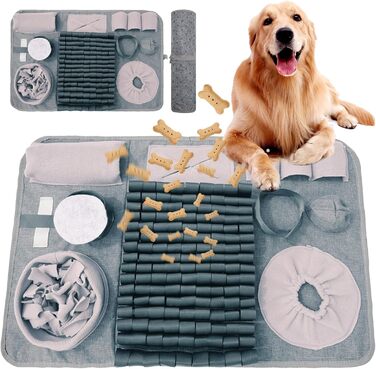 Килимок для собак SchnüFfelteppich, миючий, для тренувань та повільного годування, сірий (66 x 42 см)