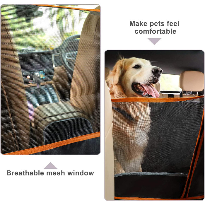 Захист для автосидіння для собак Caliyo - водовідштовхувальний, з боковим захистом та оглядовим вікном, універсальний, чорний