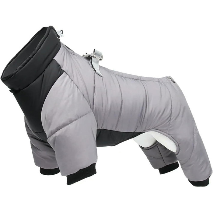 Зимовий теплий одяг для собак - куртка для маленьких та середніх собак, чихуахуа, французького бульдога, мопса (клямки, сірий, S)