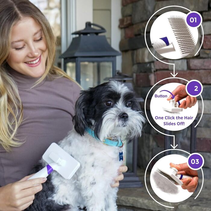 Smalldog Офіційна самочищувальна ніжна щітка для розчісування, підходить для чутливої шкіри великих собак і порід, видаляє шерсть, ковтуни, бруд, безболісний догляд за шерстю