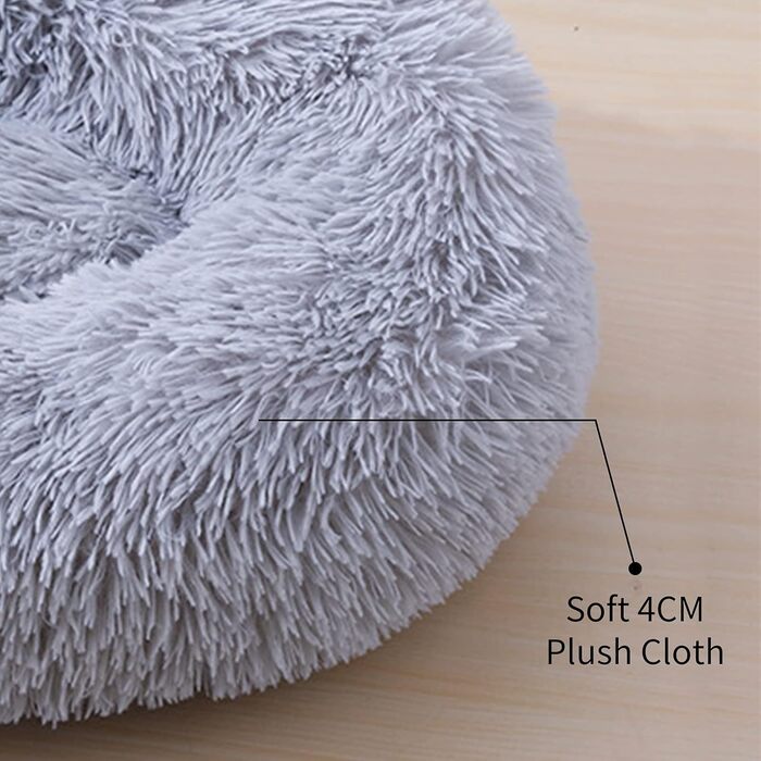 М'яке ліжко для собак та котів Doughnut, зручне гніздо, Ø40 см, сірий колір, для маленьких собак та котів (до 2.5 кг)