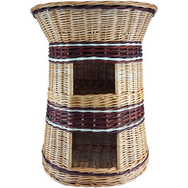 Клітка-будиночок для котів з плетіння лози, 3-ярусна, ручної роботи, без подушки