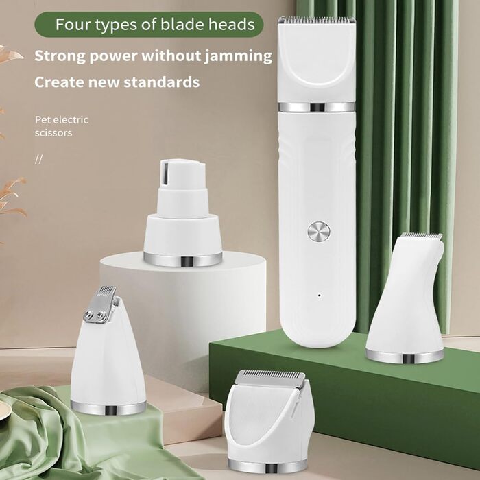 Набір для догляду за шерстю собак 4-в-1 | Тример для собак, котів, цуценят | Білий