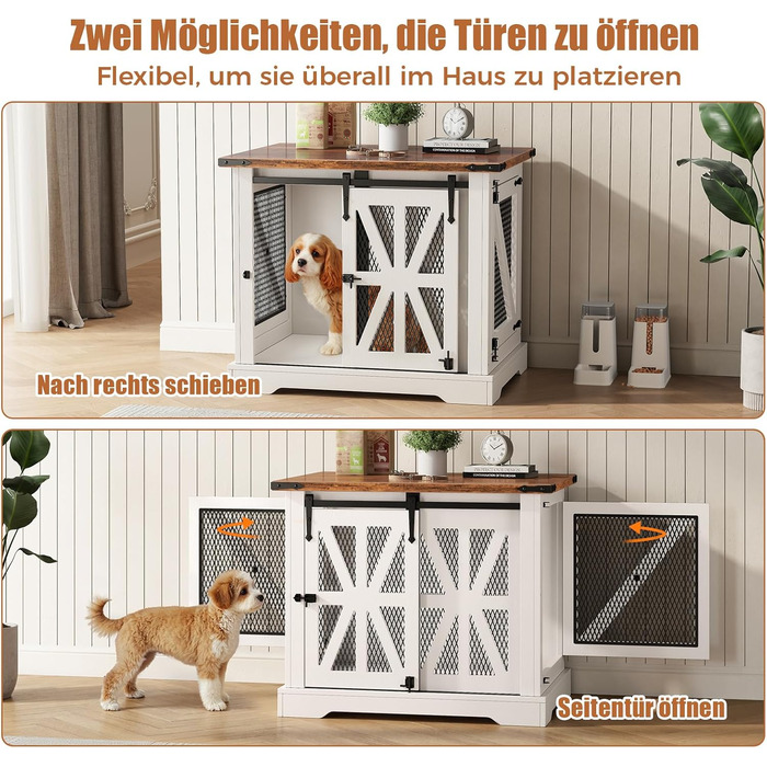 Клітка для собак, 73 см, дерев'яна будка для собак, клітка для собак для дому, посилене виконання, захист від укусів, розмір 73x51x60 см, білий колір