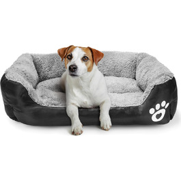М'яке ліжко для собак та котів BELLE VOUS чорного кольору з антиковзною основою - водонепроникна піна з ефектом пам'яті для середніх та маленьких собак/котів, придатне для прання в пральній машині