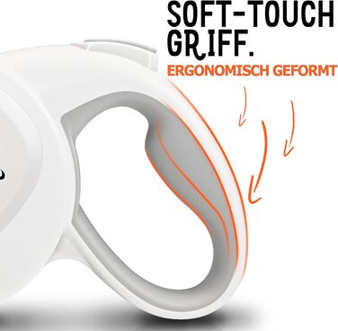 Блузель 8м Рулетка для собак до 50 кг, Неонова жовта рулетка з відбивачем, карабін 360°, ергономічна ручка з гумою та стопором