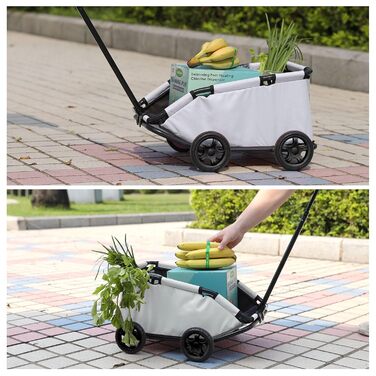 Міні-візок для маленьких тварин, розкладний багатофункціональний візок для покупок з висувною ручкою, візок для собак з вбудованим подушкою та страхувальним тросом, сумка для зберігання (Темно-зелений) (Світло-сірий)