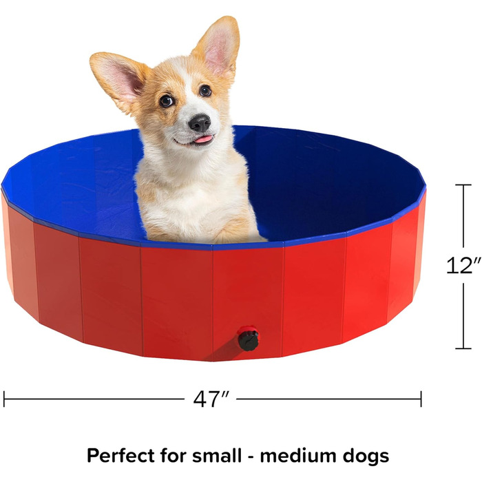 Складаний басейн для домашніх тварин Petmaker з сумкою, 120×30 см, червоний