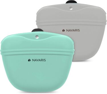 Набір з 2 мішечків для корму для собак Navaris (сірий & темно-синій) - для ласощів, сухого та вологого корму