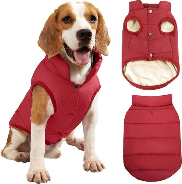 PETCUTE Зимовий теплий пуховик для собак, куртка для маленьких, середніх та великих собак, тепла собача куртка з отвором для повірця, ідеальна для зими, вітронепроникна жилетка для собак, XS, бордовий
