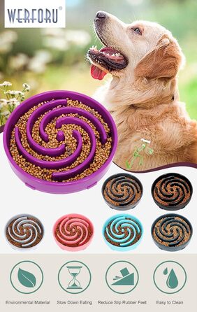 Інтерактивний годівниця для собак, повільне годування, анти-заковтування, безпечний та міцний напівець, екологічний (фіолетовий H)