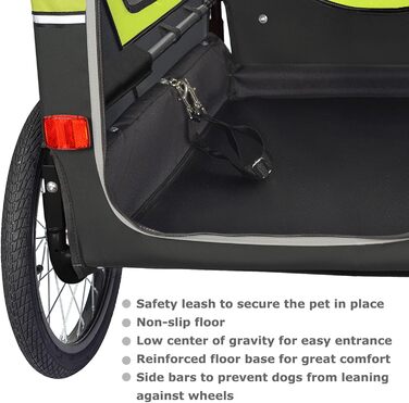 Doggyhut S-Line XL: велосипедно-колясочний візок для собак до 45 кг (зелений/чорний)