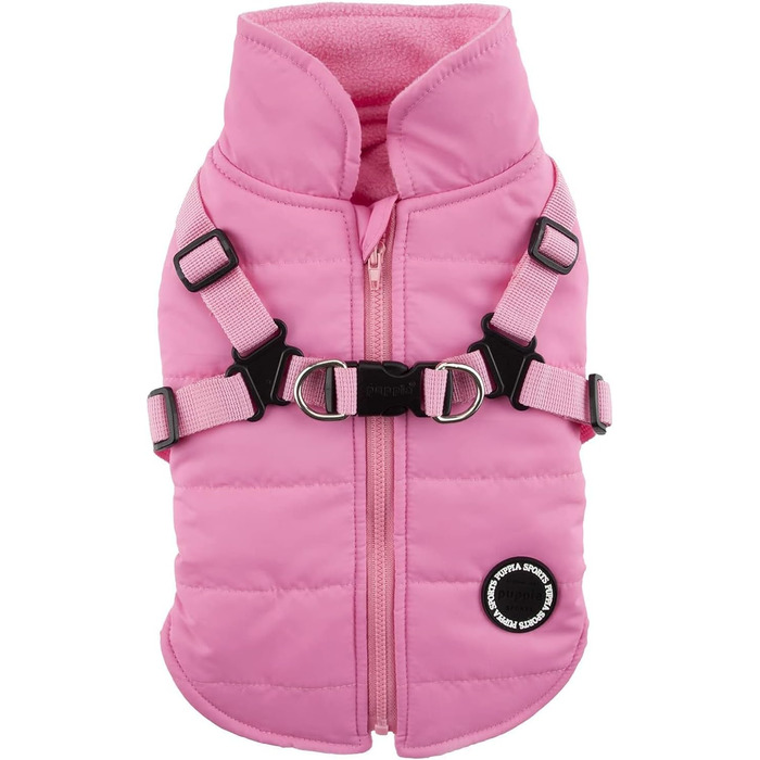Водонепроникний теплий дощовик для собак Пуппія, рожевий, L - з підкладкою з флісу, для малих та середніх собак