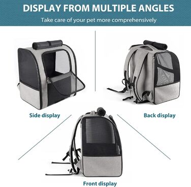 Рюкзак для собак та котів PETCUTE: зручний та дихаючий, сірий колір