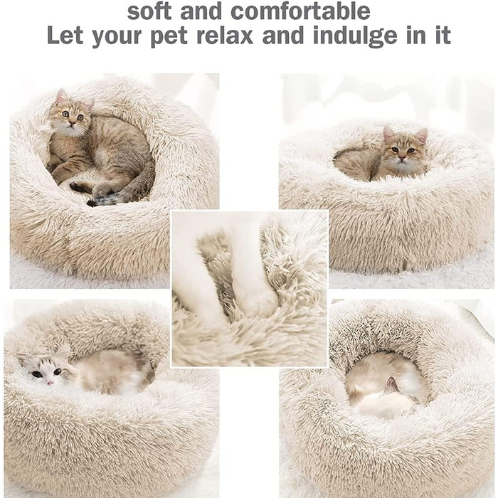 Кругле ліжко для собак та котів Chickwin, м'яке плюшеве, тепле, 80 см, сірий