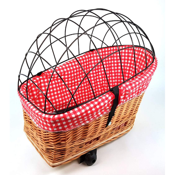 Кошик для велосипеда Tigana для собак, 56 x 36 см, з плетіння, з металевим ґратом, XL, з подушкою та підкладкою R1