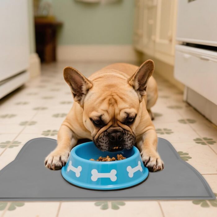 Килимок для котячого корму, силіконовий, неслизький, водонепроникний, сірий (темно-сірий)