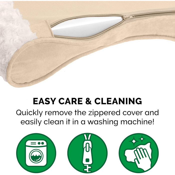 Крісло-ліжко для собак великих порід Furhaven з memory foam, знімний та пральний чохол, до 68 кг, штучне хутро та замша, кремовий колір, Jumbo Memory Foam, 130 x 91 x 20 см