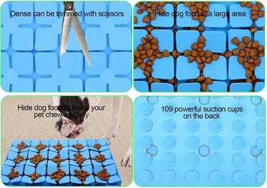 Килимок для собак Katzenschlamm з силікону з присосками, лінза для собак, зменшує нудьгу, для ласощів та корму, фіолетовий (синій)