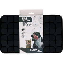 Килимок для собак з квітковим візерунком, 21 x 34 см, Silikon, миється в посудомийній машині, сірий